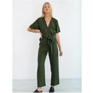 LOVEANDCONFUSE - Aurora Linen Jumpsuit in Forest Green